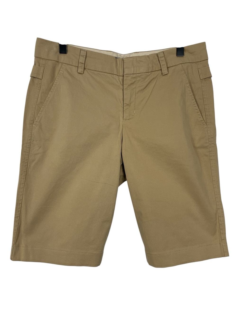 Vince Bermuda Shorts Side Buckle Cotton Twill Tan Size 8 - Picture 2 of 8
